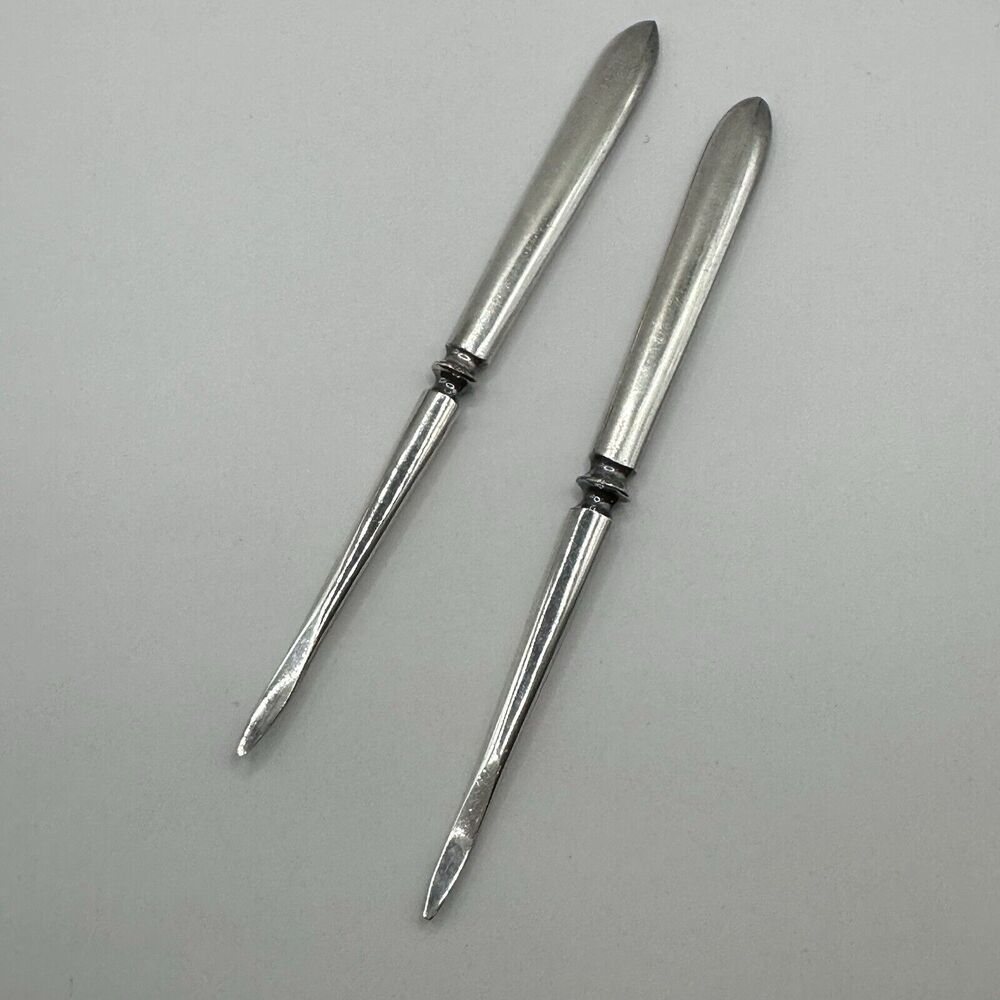 WM Rogers and Son Silver Nut Picks 5” Collectible Vintage Antique Set Of 2